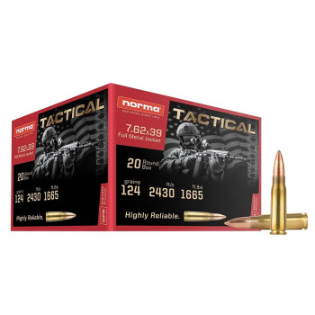 Norma 7.62×39 Tactical, FMJ 124gr, 1000 Schuss